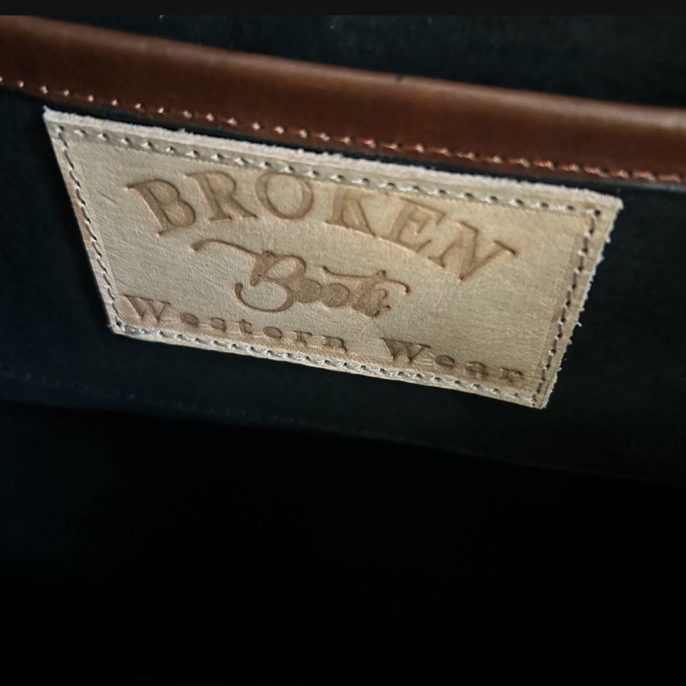 Large Top Handle Messenger Satchel Handtooled Leather Bag - Picture 6 of 12